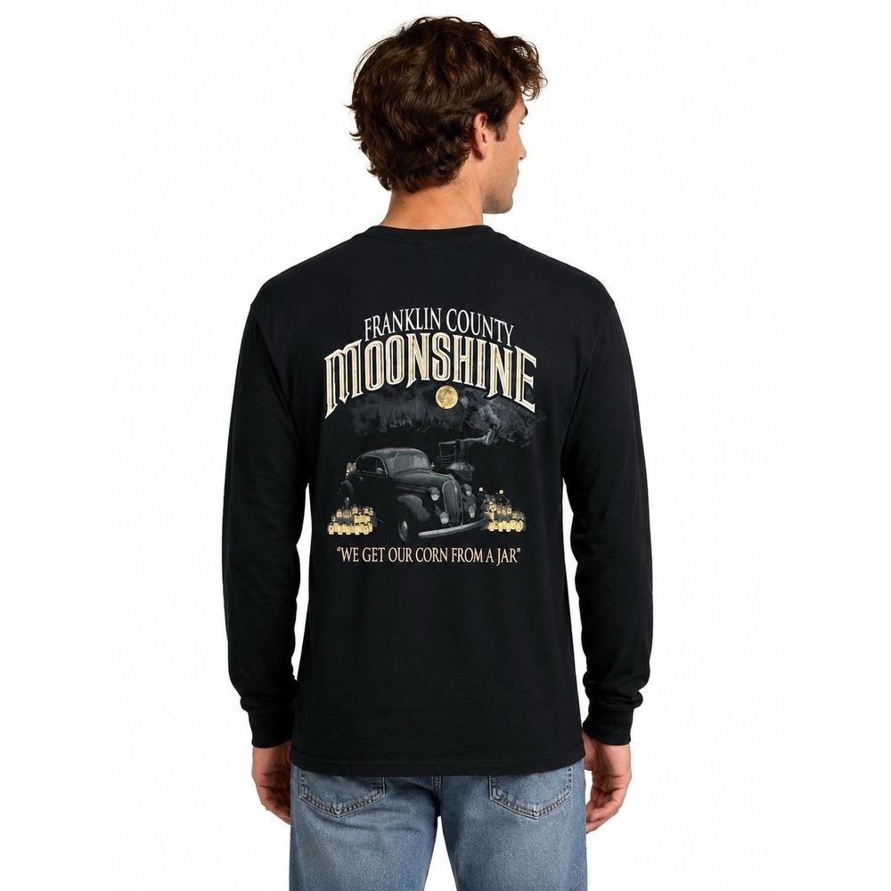 Fruit Of The Loom Moonshiners Long Sleeve T-Shirt Black Size Medium